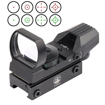 Vokul® Tactical 4 Reticle Red Dot Open Reflex Sight with Weaver-Picatinny Rail Mount for 22 mm Rails