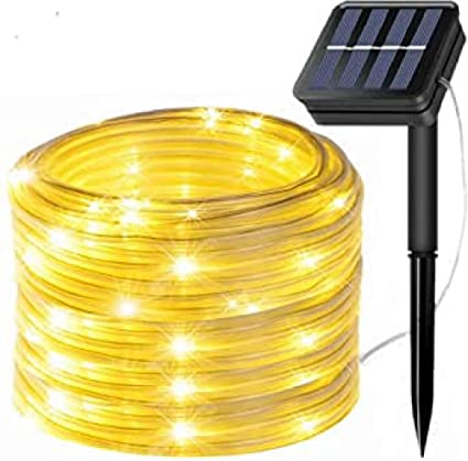 Solar String Lights Outdoor Rope Lights, 8 Modes 200 LED Solar Powered Outdoor Waterproof Tube Light Copper Wire Fairy Lights for Garden Fence Patio Yard Summer Party Wedding Indoor Decor