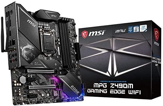 MSI MPG Z490M GAMING EDGE WIFI Motherboard mATX, LGA1200, DDR4, LAN, 802.11ax WiFi 6   Bluetooth 5.1, USB 3.2 Gen2, Type C, M.2, RGB Mystic Light, DisplayPort, HDMI, Gen 4 Ready, 10th Gen Intel Core