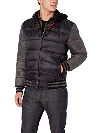 Guess Men's Varsity Puffer Jacket with Hood