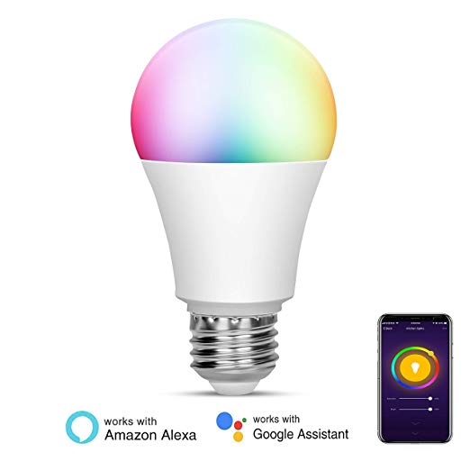 Torkase Smart Light Bulb, RGBCW Multi-Color A19 LED Bulbs, 2700K-6500K & Brightness Changing, 7W (60W Replacement), Voice Control Compatible with Amazon Alexa, Google Home, IFTTT (2.4Ghz)-1 Pack