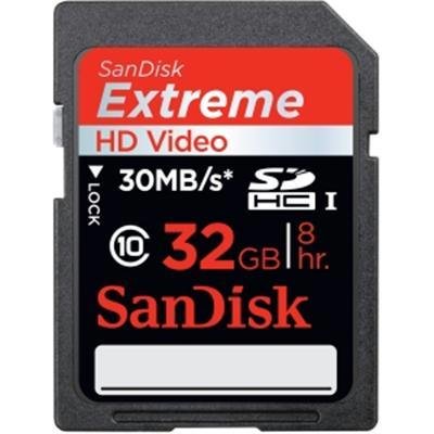 SanDisk 32GB SDHC Class 10 Extreme Flash Memory Card SDSDRX3-032G-A21 - Retail pack