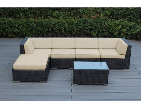 Ohana 6-Piece Outdoor Wicker Patio Sofa Set with Free Patio Cover Sunbrella Beige PN0609SBG