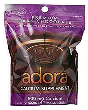 Adora Calcium Supplement Disk, Organic Dark Chocolate, 30 Count - Buy Packs and SAVE (Pack of 3)