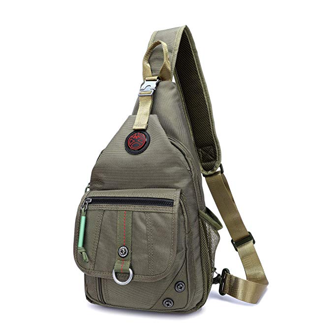 BIG SALE- Sling Backpack, Sling Bag Small Crossbody Daypack Casual Backpack Chest Shoulder Pack for Men Women Outdoor Hiking Travel (Green-1)