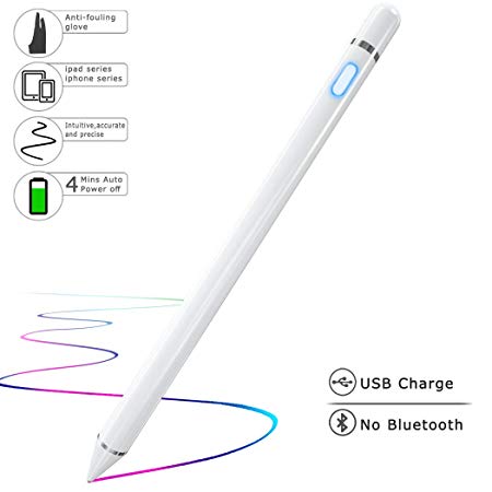 Stylus Pen for Touch Screens,ABsuper Rechargeable Active Electronic Pencil Compatible with iPad/ipad Pro/iPhone and Most Tablet with Anti-fouling Glove and Perfect for Writing,Drawing
