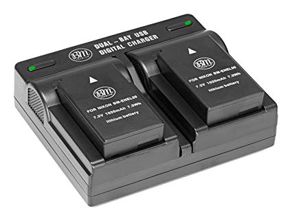 BM Premium Pack of 2 ENEL20, EN-EL20a Batteries and USB Dual Battery Charger for Nikon Coolpix P1000, DL24-500, Coolpix A, 1 AW1, 1 J1, 1 J2, 1 J3, 1 S1, 1 V3 Digital Camera
