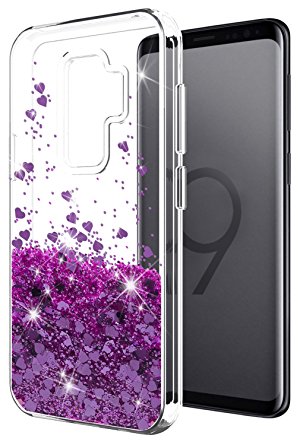 Samsung Galaxy S9 Plus case SunStory Luxury Fashion Design with Moving Shiny Quicksand Glitter and Double Protection with PC layer and TPU Bumper Case for Samsung Galaxy S9 Plus. (Purple)