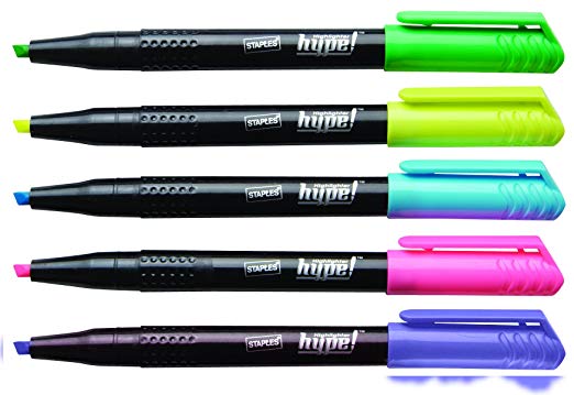 Staples Hype! Pen-Style Highlighters, Assorted, 6/Pack (10398-CC)