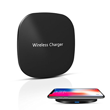 iPhone x Wireless Charger, 10W Qi Fast Wireless Charge Charging Pad for iPhone 8 8plus, Samsung Galaxy S8 / S8 Plus / Note 8 and All Qi-Enabled Phones with Anti-slip Rubber by LeanKing (Black)