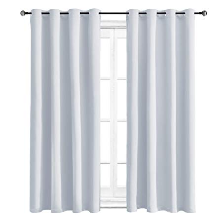 WONTEX Blackout Curtains Room Darkening Thermal Insulated Living Room Curtains, 52 x 63 inch, Greyish White, 2 Grommet Curtain Panels