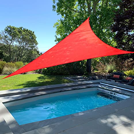 Artpuch 20' x 20' x 20' Triangle Sun Shade Sails Scarlet UV Block Shelter Canopy for Patio Garden Outdoor Facility and Activities