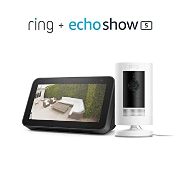 Stick up Cam Wired (White) bundle with Echo Show 5 (2nd Gen)