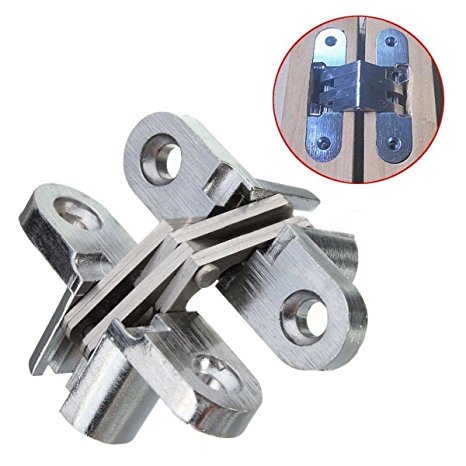 Ranbo ( Pack of 2) hidden gate hinge stainless steel Invisible door hinges concealed barrel wooden box silver (1-3/4 inch)