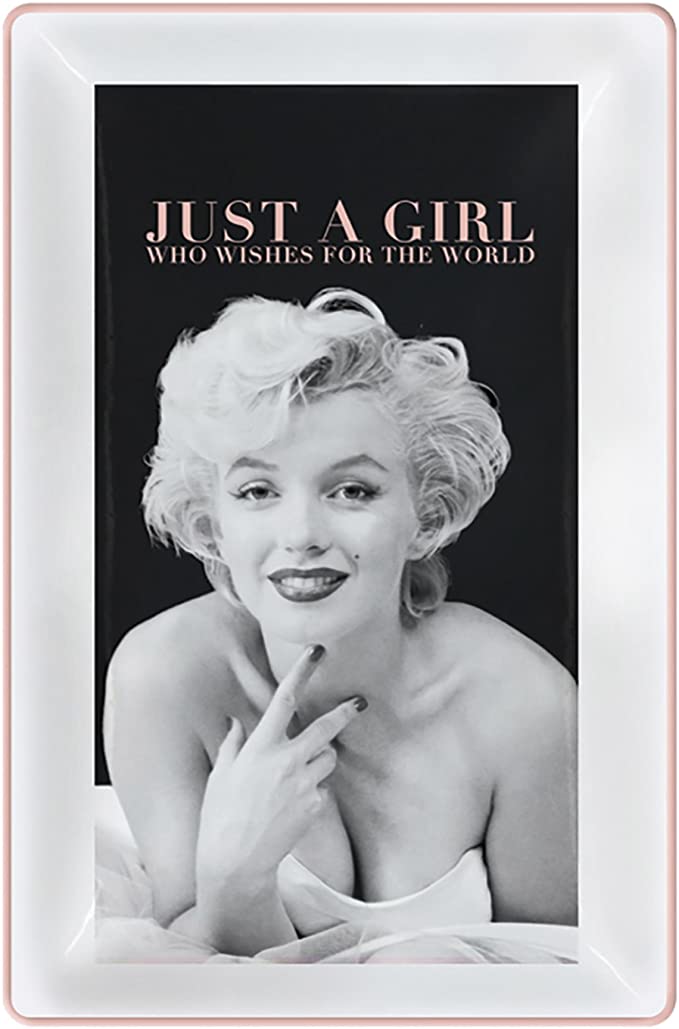 Vandor Marilyn Monroe Just a Girl Ceramic Trinket Tray, 5 x 7 x 0.5 Inches, Multicolored (70045),White
