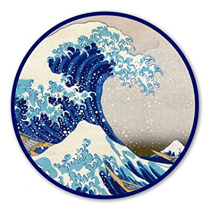 Great Wave Off Kanagawa Circle Vinyl Sticker - Car Phone Helmet - SELECT SIZE