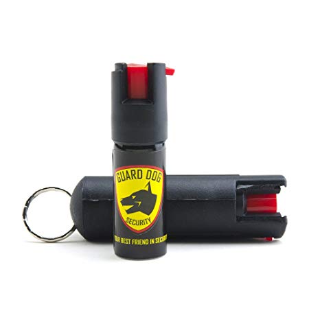 Guard Dog Security Hard Case Pepper Spray Keychain w/Belt Clip, Red Hot Self Defense Spray with UV Dye