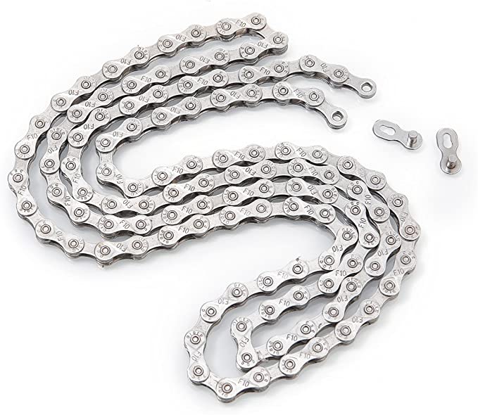 ZHIQIU FSC 10 Speed 116 Links Bicycle Chain, Silver,Gold (1/2x11/128-Inch) Compatible with 9 Speed