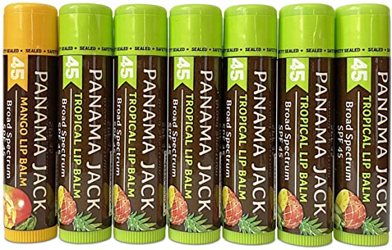 Panama Jack Sunscreen Lip Balm - SPF 45, Tropical & Mango 6 Pack Plus, Broad Spectrum UVA-UVB Sunscreen Protection, Prevents & Soothes Dry, Chapped Lips