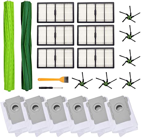 LesinaVac Replacement Parts Kit Compatible with Roomba s9(9150),s9 (9550),s Series Vacuum Cleaner.Pack of 1 Set of Multi-Surface Rubber Brushes,6 Side Brushes,6 Filters,6 Dust Bags,2 Tools