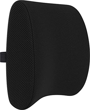 bonmedico back support cushion, ergonomic memory foam lumbar pillow, lumbar support, office chair cushion suitable for office, home or car, black