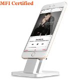 Iphone Stand with MFI Certified Lightning Cablezikucharging Sync Dock Aluminum Station Holder for Iphone55s 66 Plus6s6s Plus -- Support Your Iphone with Different Thickness Case Silver