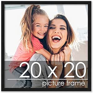 Poster Palooza 20x20 Contemporary Black Wood Picture Rect Frame - Picture Frame Includes UV Acrylic, Foam Board Backing, & Hanging Hardware!