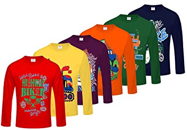 Kiddeo Boy's Cotton Full Sleeves T-Shirts - Pack of 6