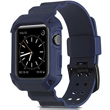 Apple Watch Band 38mm,Camyse Rugged Protective Case with Strap Bands for Apple Watch Series 2, Series 1 (Blue)