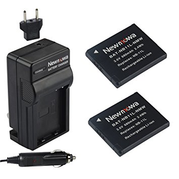 Newmowa NB-11L/NB-11LH Battery (2-Pack) and Charger kit for Canon NB-11L/NB-11LH and Canon PowerShot A2300 IS, A2400 IS, A2500, A2600, A3400 IS, A3500 IS, A4000 IS, ELPH 110 HS, ELPH 115 HS, ELPH130HS