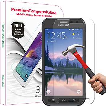 Galaxy S6 Active Screen Protector, PThink® Premium Tempered Glass Screen Protector for Samsung Galaxy S6 Active with 9H Hardness/Anti-scratch/Fingerprint resistant (Samsung Galaxy S6 Active)