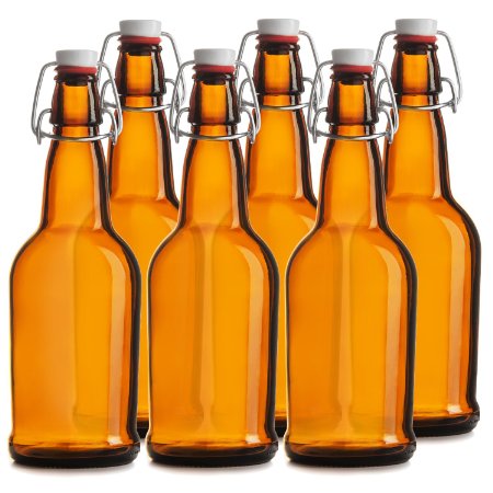 Chefs Star CASE OF 6 - 16 oz EASY CAP Beer Bottles - AMBER