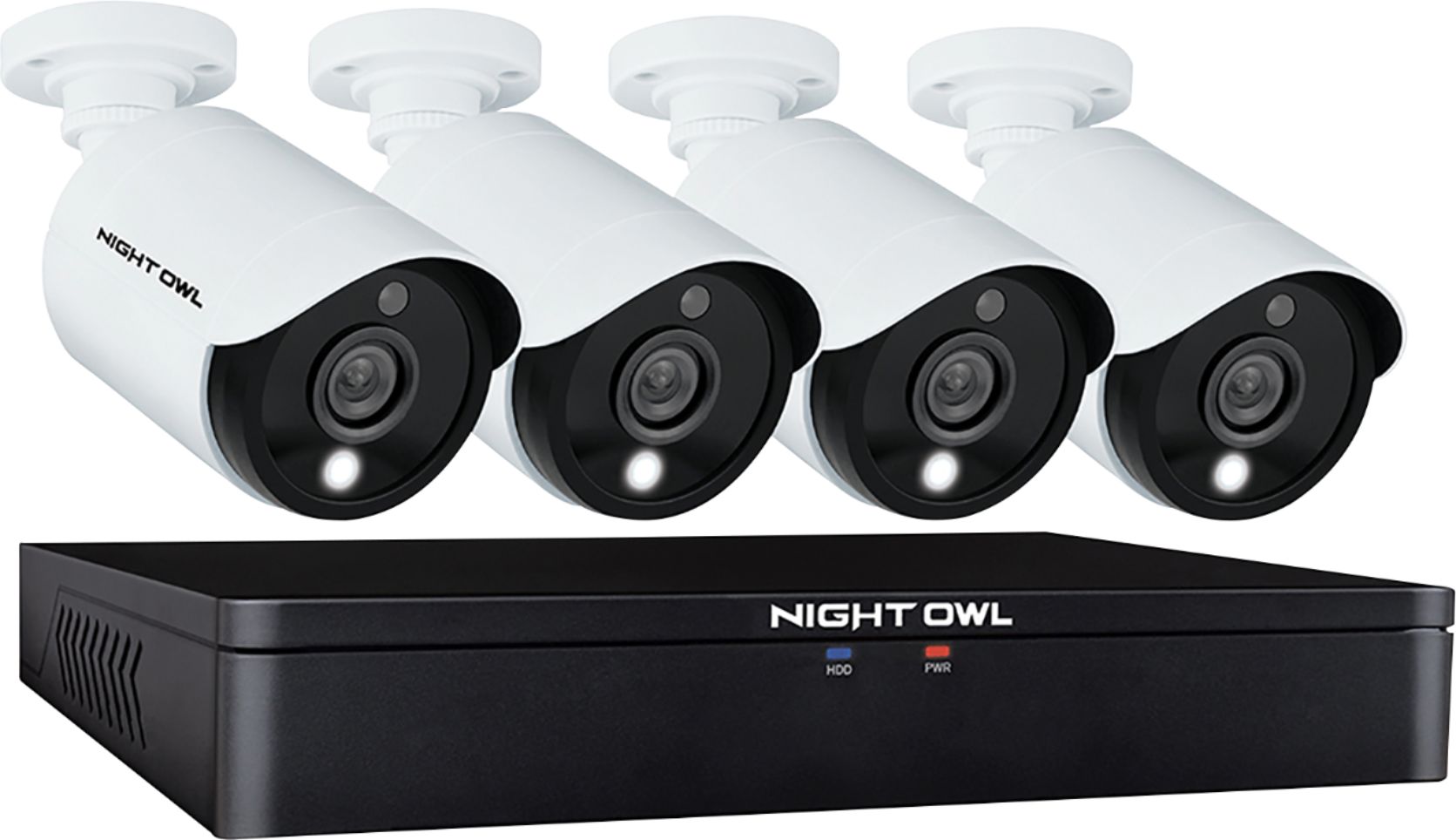 Night Owl - C20X Series 8-Channel, 4-Camera Indoor/Outdoor Wired 1080p 1TB DVR Surveillance System - White/Black
