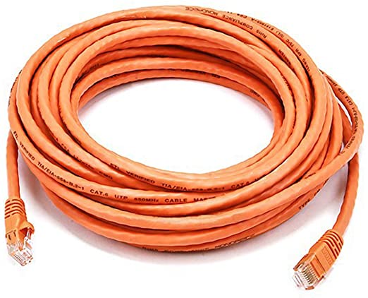 Monoprice Cat6 Ethernet Patch Cable - Network Internet Cord - RJ45, Stranded, 550Mhz, UTP, Pure Bare Copper Wire, 24AWG, 30ft, Orange