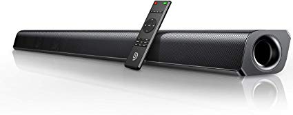 Bomaker Sound Bar, 37-Inch 2.0 Channel Wired & Wireless Bluetooth 5.0 3D Surround Sound Soundbar, Three EQ Mode Audio Speaker for TV, HDMI ARC/Optical/Aux/USB Connection, Wall Mountable, Remote Contro