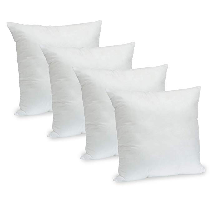 Trendy Home 18" x 18" Premium Hypoallergenic Stuffer Home Office Decorative Throw Pillow Insert, Standard/White (4 Pack)