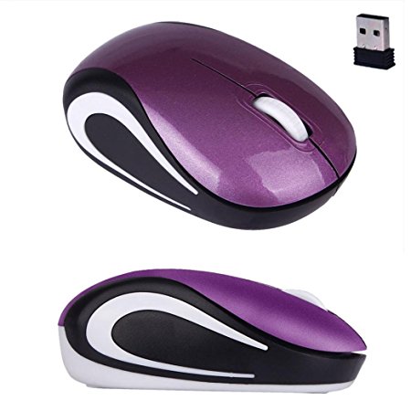 Portable Perman Cute Mini 2.4GHz Wireless 3 Buttons Optical Mouse Mice with USB Receiver for Computer PC Laptop Notebook Purple