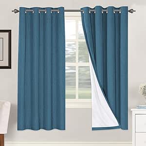 H.VERSAILTEX 100% Blackout Curtains for Bedroom Thermal Insulated Linen Textured Curtains Heat and Full Light Blocking Drapes Living Room Curtains 2 Panel Sets, Blue Sapphire, 52x72 Inch