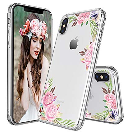 MOSNOVO iPhone X Case, Clear iPhone 10 Case, Floral Rose Garden Flower Pattern Clear Design Transparent Back with TPU Bumper Protective Case Cover for iPhone X/iPhone 10