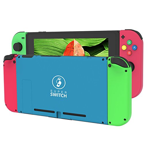 BASSTOP DIY Replacement Housing Shell Case Set for Switch NS NX Console and Right Left Switch Joy-Con Controller without Electronics (Pink Green and Blue set)