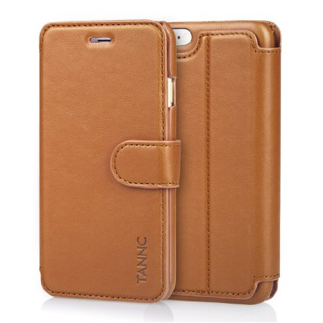 iPhone 6 Case iPhone 6S Case TANNC Flip Leather Wallet Phone CaseLayered Dandy - Card SlotFlipWallet - For Apple iPhone 6 and iPhone 6S Devices - Brown