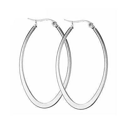 Mengpa Titanium Steel Women's Hoop Earrings In Gold Silver Black