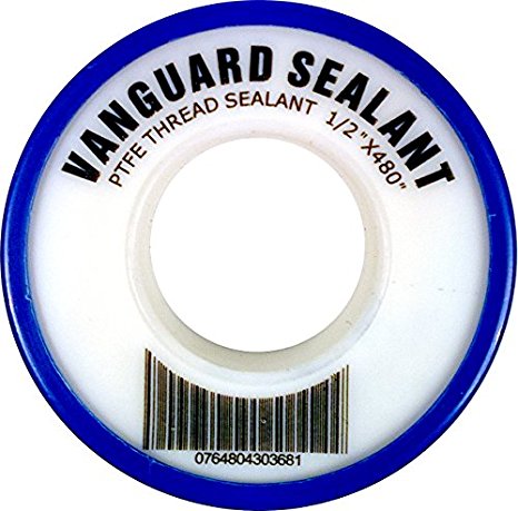 Vanguard Sealants - PTFE Plumbers Sealing Tape, Thread Lock Sealant -500 to 500 Degree, 3.5 mil thick, 480 inch Length,1/2 inch width, white - 1 pack