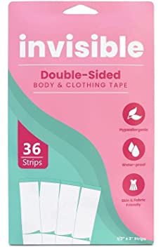 Double Sided Tape for Fashion Clothes Skin Fabric Tape & Body Tape | Strong Multi Use Transparent Clear Color | Fabric and Skin Friendly for All Skin Shades (36 Strips)