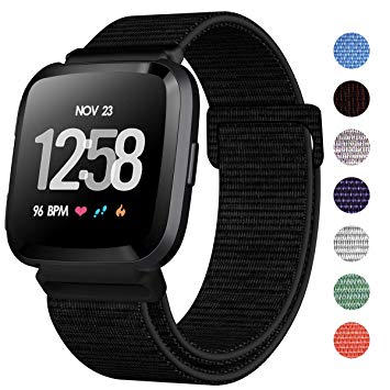 HAPAW Nylon Bands Compatible with Fitbit Versa/Versa 2, Soft Adjustable Breathable Sport Replacement Strap Band Accessories Wristband Women Man for Versa Smartwatch