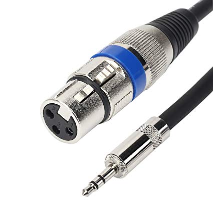 TISINO XLR Female to 3.5mm Microphone Cable, Unbalanced Female XLR to 1/8 Inch TRS Stereo Mini Jack AUX Cord Audio Cable - 5 Feet
