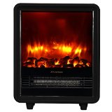 PuraFlame Octavia Black 11 inch Mini Portable Fireplace Heater Eco Saving High Efficiency Heating Elements Adjustable Thermostat with 9 Selected Temperature Settings Over-heating Protection 750W1500W