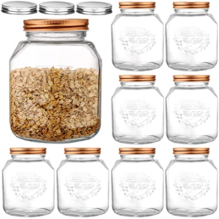 [NEW UPGRADE LEAKPROOF] 30 oz Glass Canning Jars, Daitouge Regular Mouth Mason Jar Airtight Lids, Glass Storage Jars for Cookie, Sugar, Flour, 9 Pack