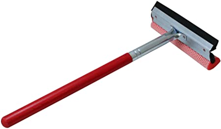 Carrand 9031R Red 8" Metal Squeegee Head with 16" Wood Handle