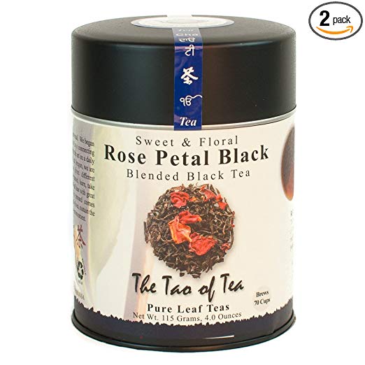 The Tao of Tea, Rose Petal Black Tea, Loose Leaf, 4-Ounce Tins (Pack of 2)